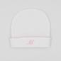 Mobile Preview: Newborn Mütze in rosa mit Buchstabe