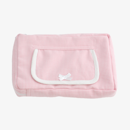 Feuchttüchertascherl rosa mit Satinmasche