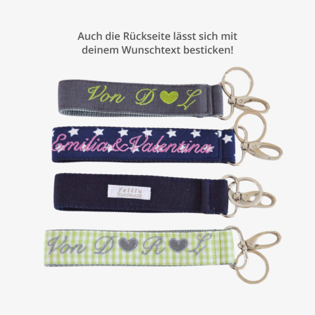 Schlüsselanhänger mit Wunschtext hinten