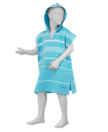 Strandponcho aqua mit Kapuze