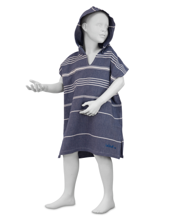 Strandponcho dunkelblau mit Kapuze