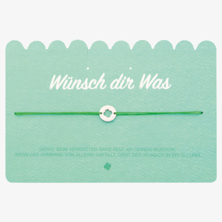 Wunscharmband grün mit Kleeblatt