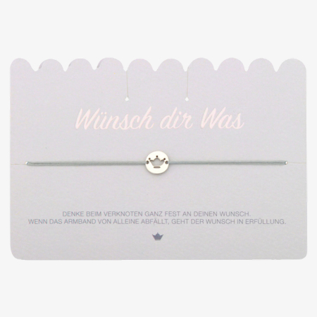 Wunscharmband grau mit Krone