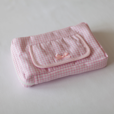 Feuchttüchertascherl rosa mit Satinmasche