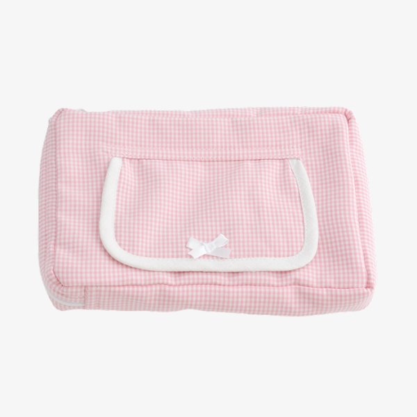 Feuchttüchertascherl rosa mit Satinmasche