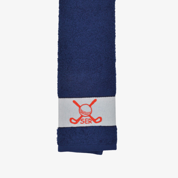 Personalisiertes Golfhandtuch in dunkelblau