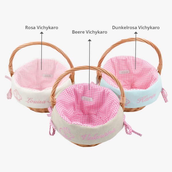 personalised Easter baskets in pink shades by felilu