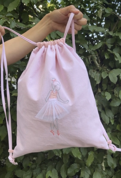 Sackerl mit Ballerina und Rucksackträgern