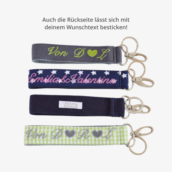 Schlüsselanhänger mit Wunschtext hinten