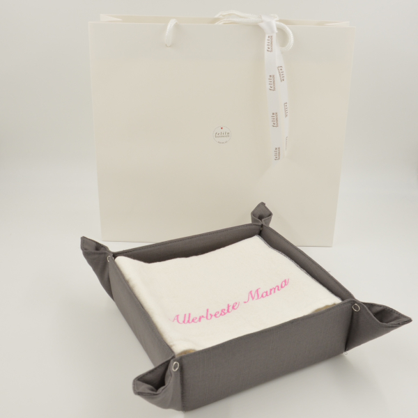 Geschenke-Set (Geschirrtuch/Handtuch aus Leinen inkl. Brotkörbchen)
