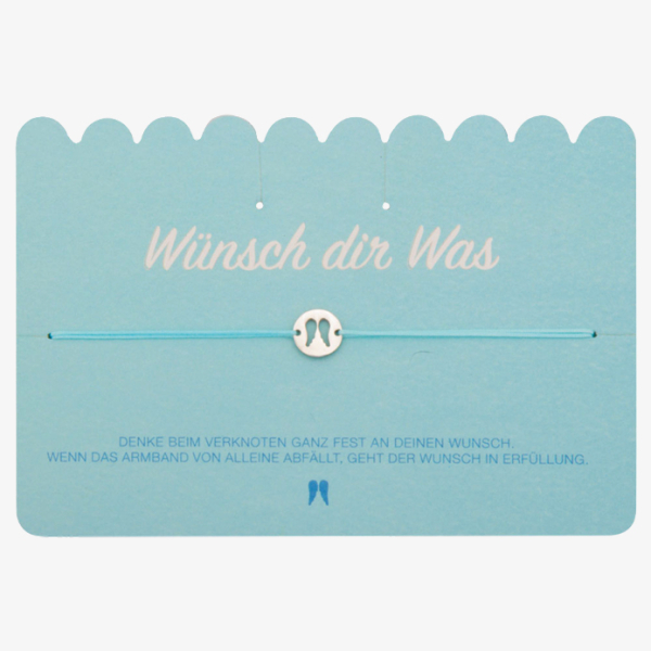 Wunscharmband blau mit Engelsflügeln