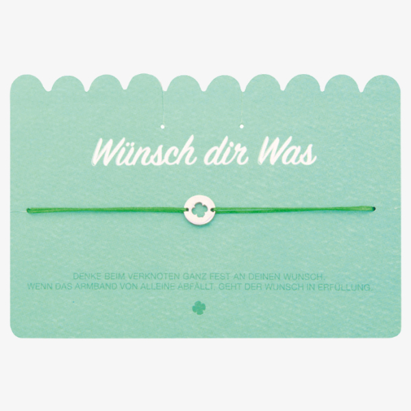 Wunscharmband grün mit Kleeblatt