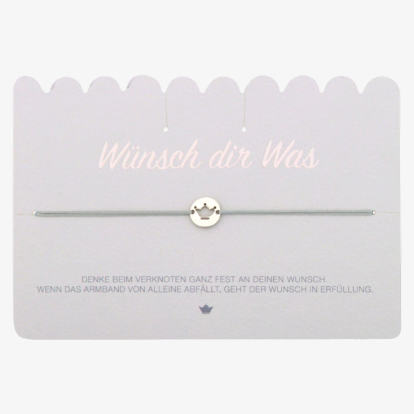 Wunscharmband grau mit Krone